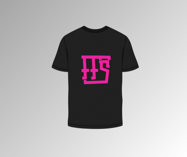 forte fitness series competition tee - black with pink FFS writing