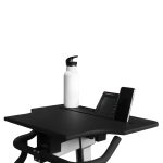black bikerg table with phone and white water bottle