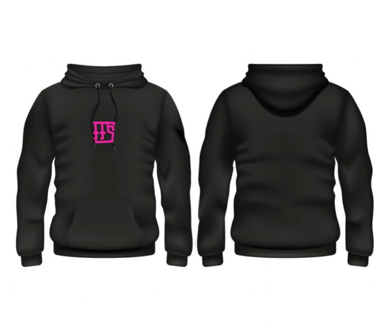 forte fitness series competition hoodie- black with pink FFS writing