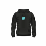 forte fitness series competition hoodie- black with light blue FFS writing