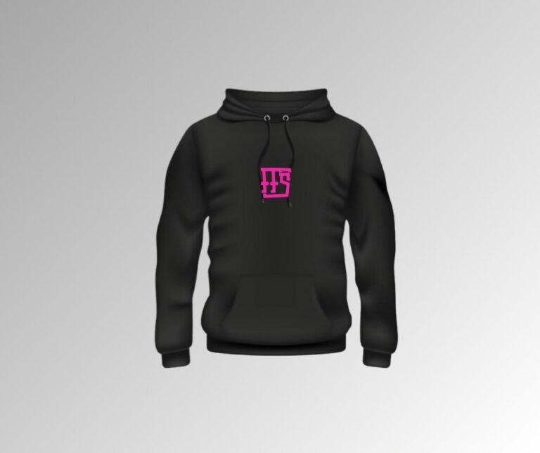 forte fitness series competition hoodie- black with pink FFS writing