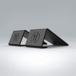 Two single-footed slant blocks featuring the Forte Fitness logo. The blocks are metal, and are shaped in a slant with a hollow centre.