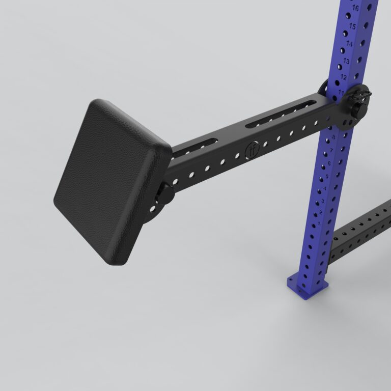 bulldog pad mounted on a blue forte fitness rack