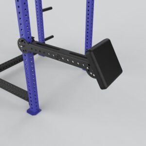 bulldog pad mounted on a blue forte fitness rack