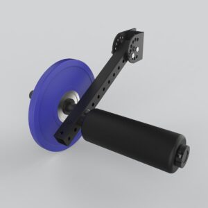 A Forte Fitness leg extension attachment in black, with the padded roller displayed at the front of the image.
