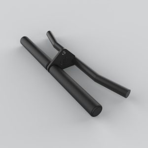 Black metal curl bar attachment finished in textured black, ideal to perform bicep curls and tricep pushdown