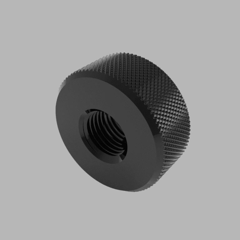 3d render of black steel quick release knurled knobs