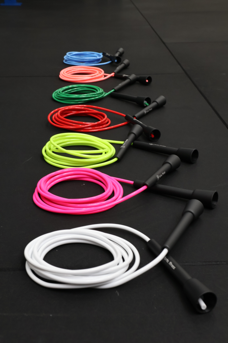 skipping rope in white, pink, yellow, red, dark green, rose and light blue