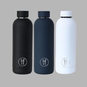 stay hot keep cool bottles in black, blue and white